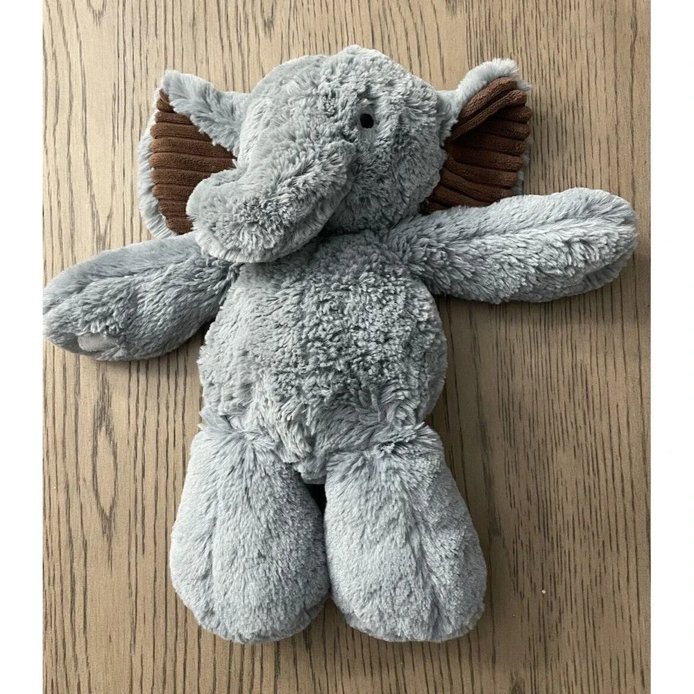 Lambs & Ivy Elephant plush Stuffed Animal Gray baby hook and loop Terrycloth